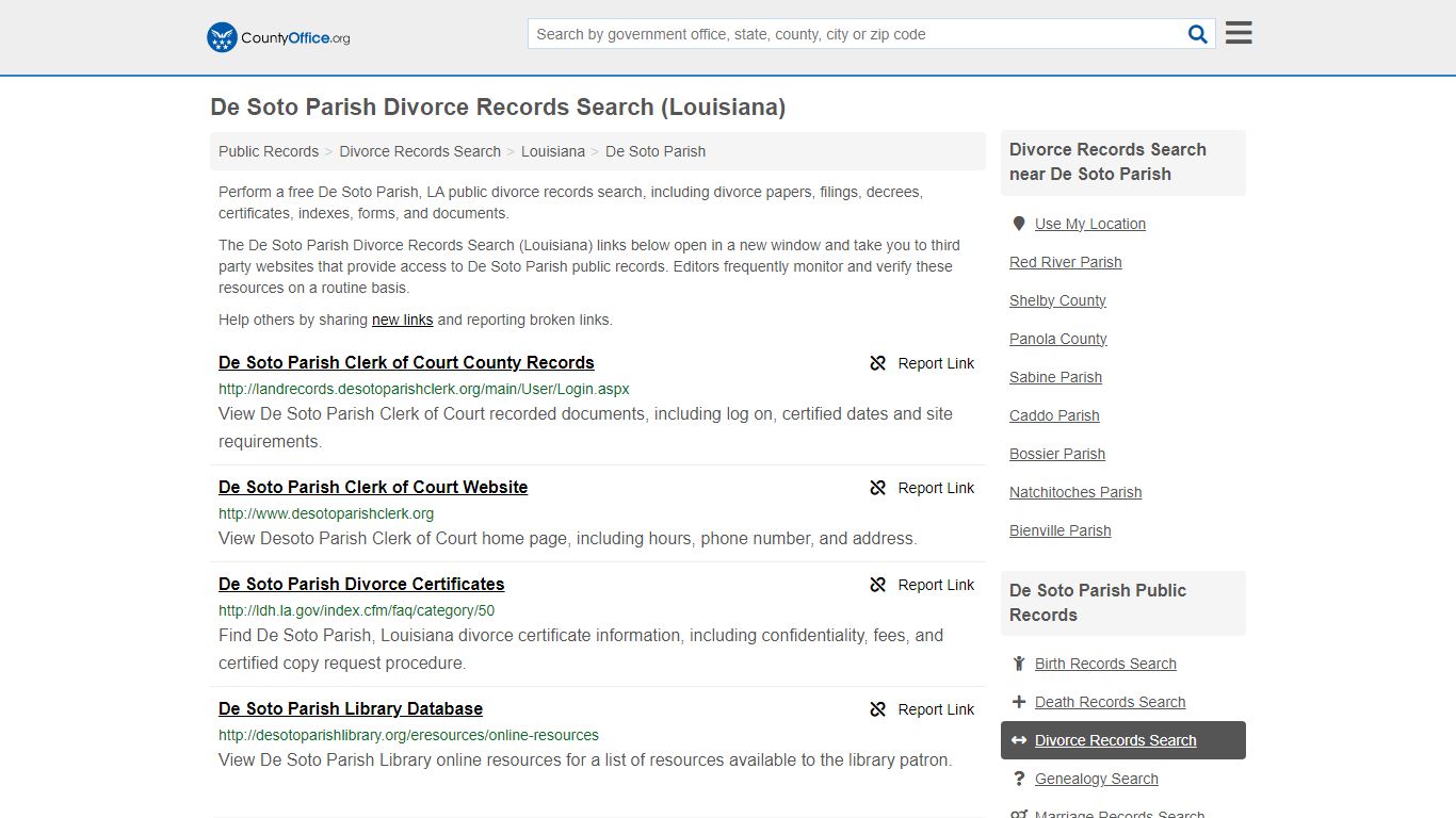 Divorce Records Search - De Soto Parish, LA (Divorce Certificates ...